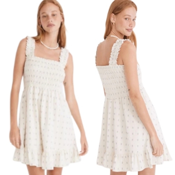 Madewell Dresses & Skirts - MADEWELL "Lucie" Smocked Textural Clipdot Sundress - Size M
